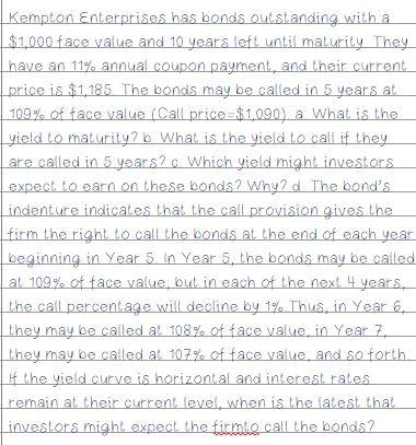 Kempton Enterprises has bonds outstanding with a