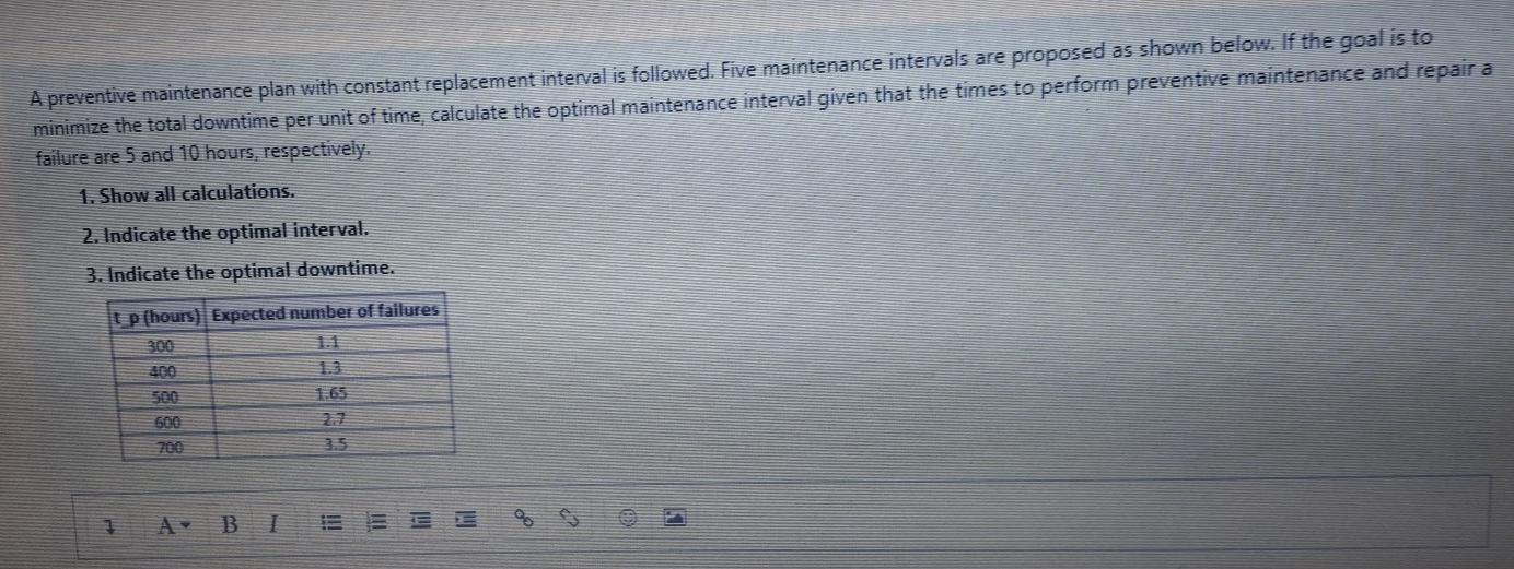 A preventive maintenance plan with constant