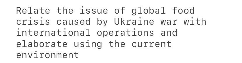 Relate the issue of global food crisis caused by