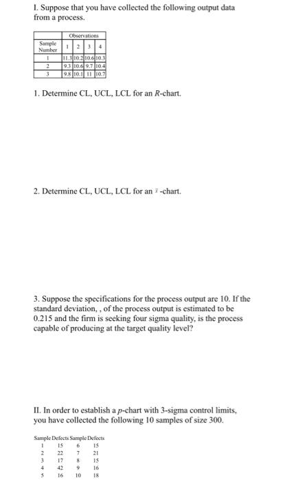 II. In order to establish a p-chart with 3-sigma