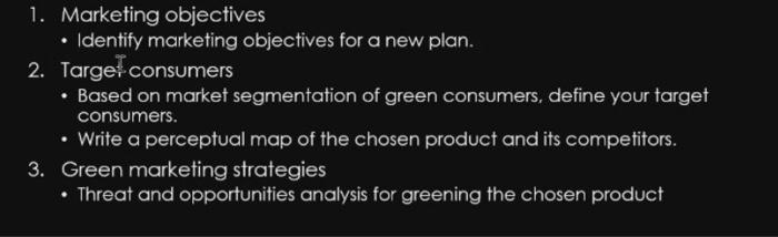 develop a green marketing plan for TAMPON 1.