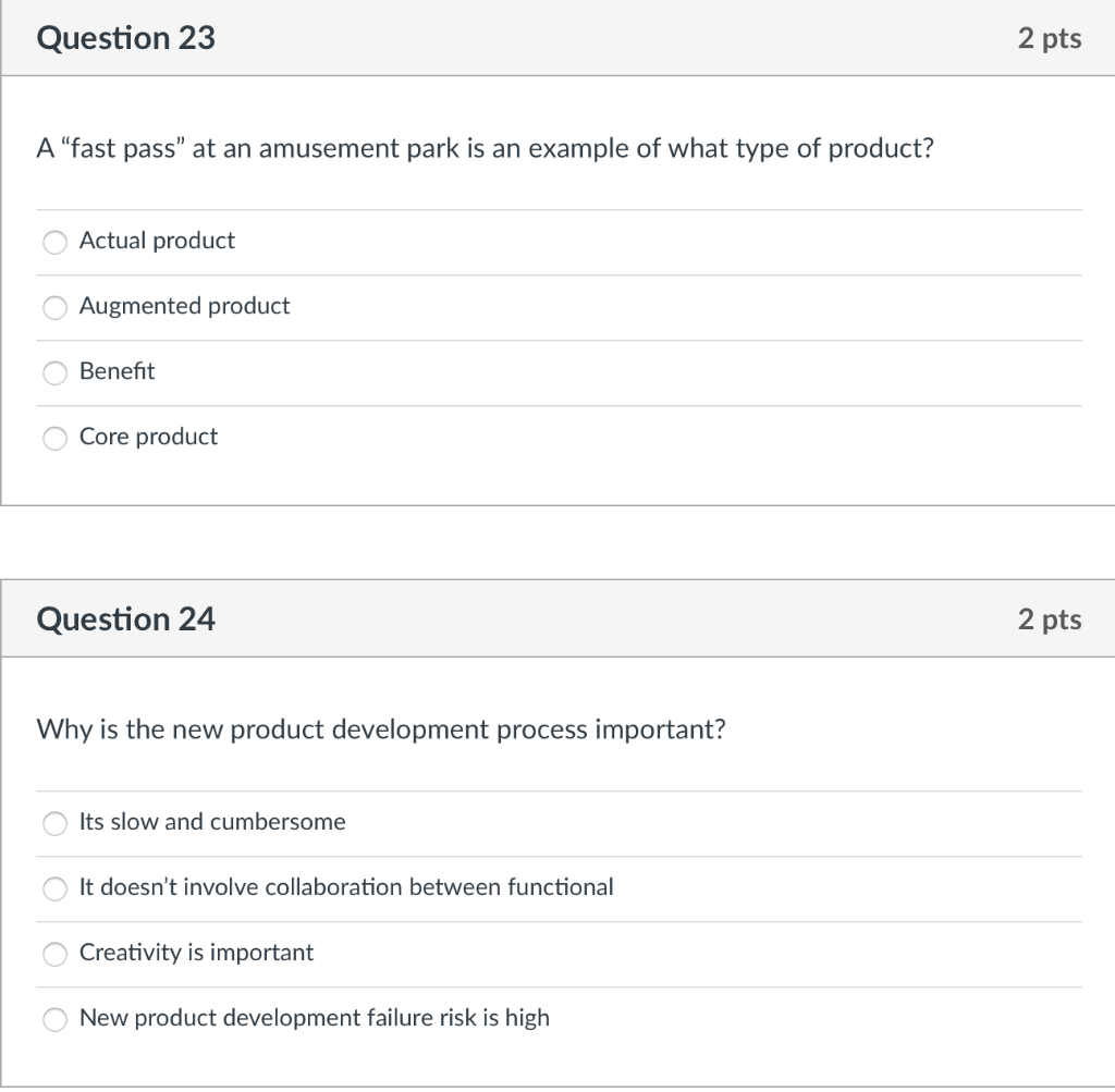 Question 23 2 pts A "fast pass" at an amusement