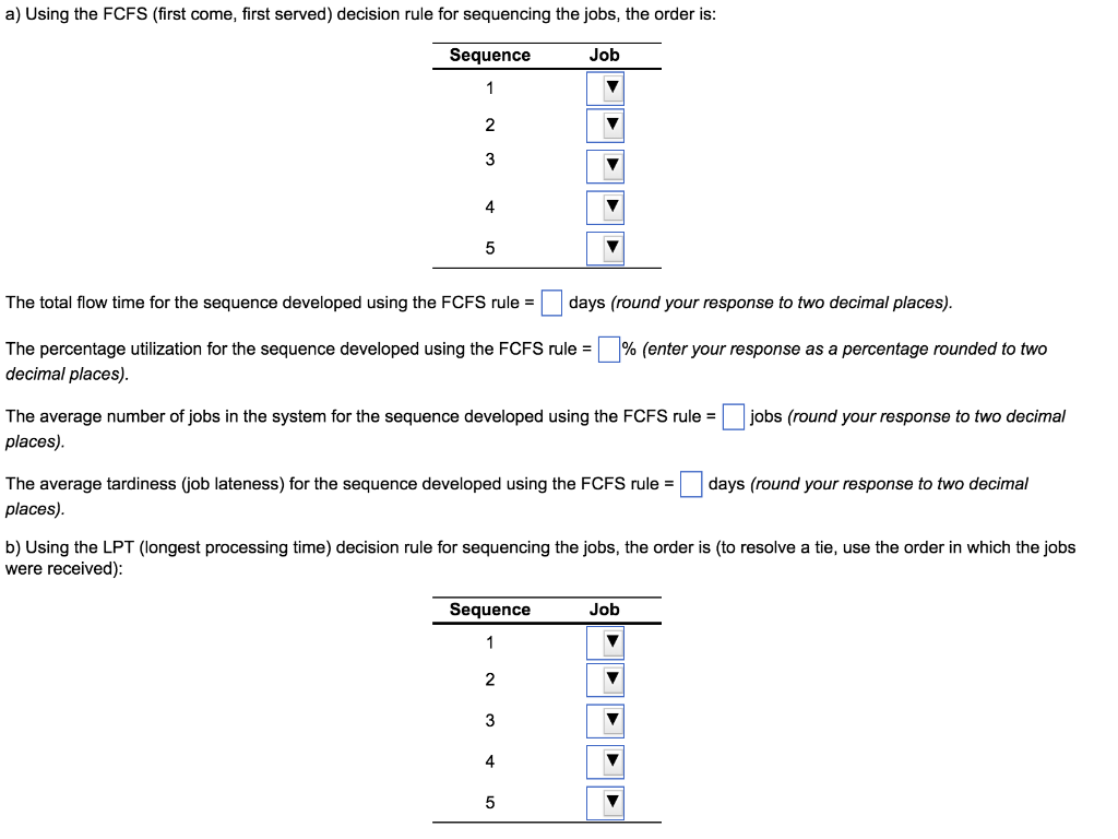 a) Using the FCFS (first come, first served)