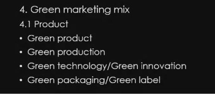 develop a green marketing plan for TAMPON 1.