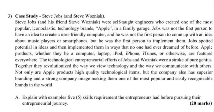 enterpreneur development 3) Case Study - Steve