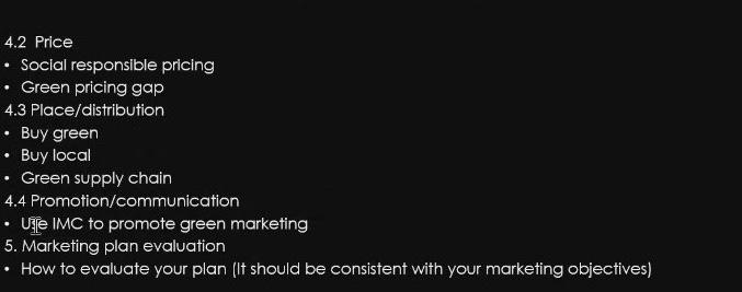 develop a green marketing plan for TAMPON 1.