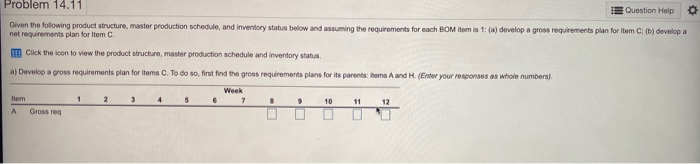 Problem 14.11 Question Help 0 Given the following