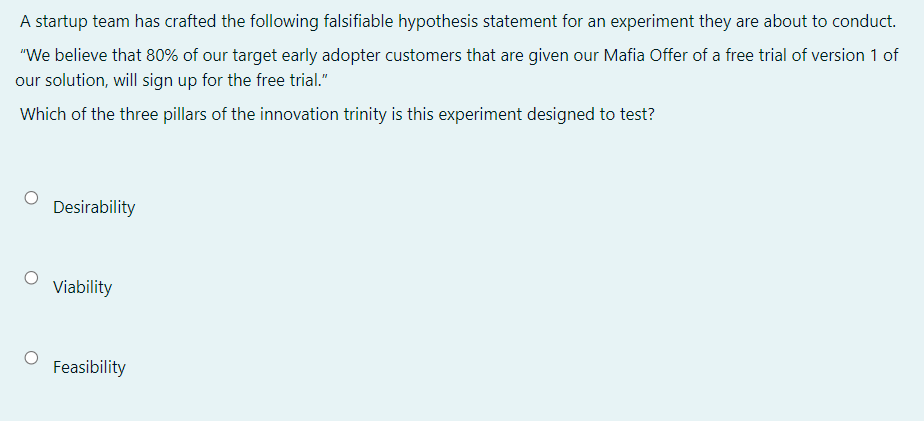 A startup team has crafted the following