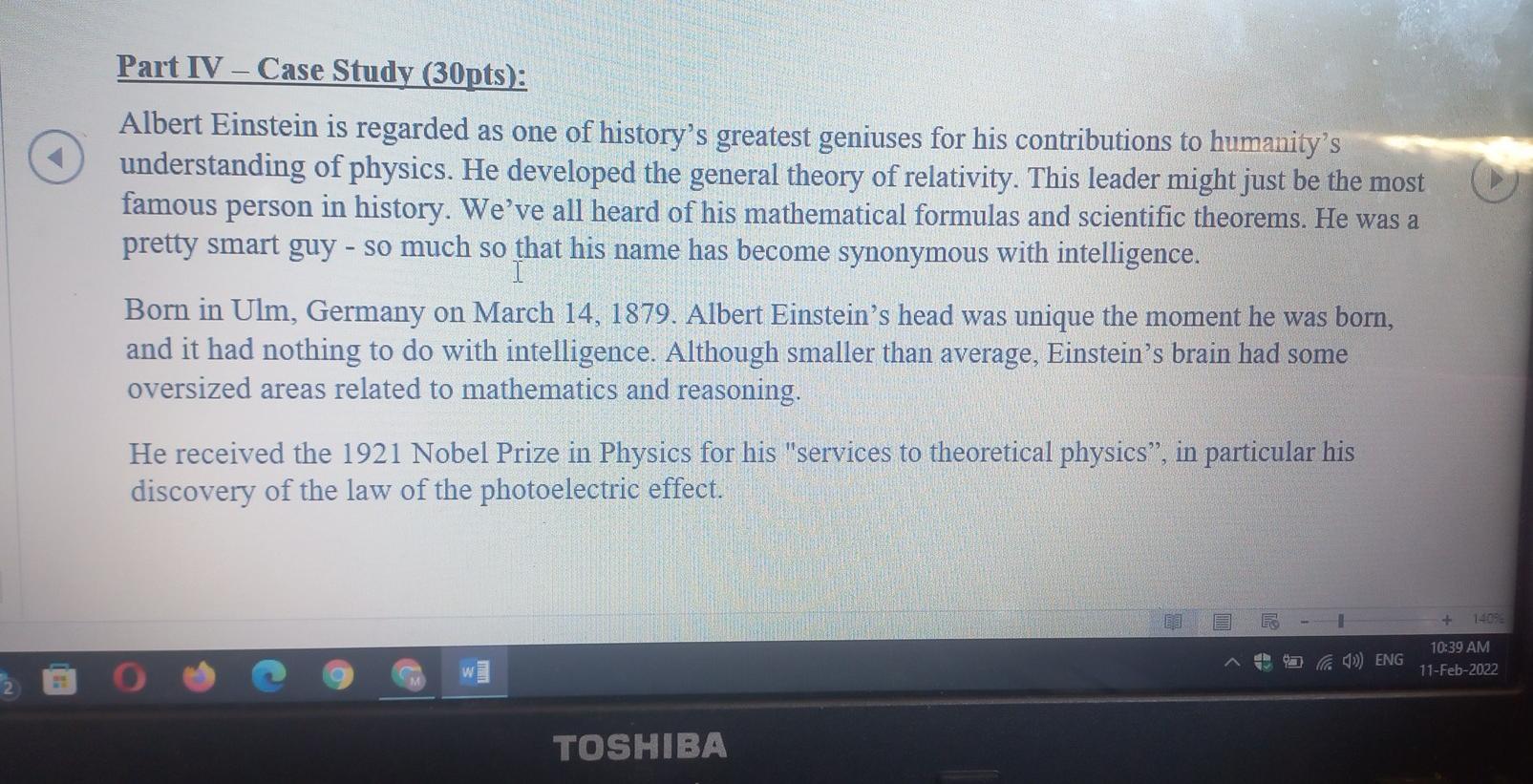 - Part IV Case Study (30pts): Albert Einstein is