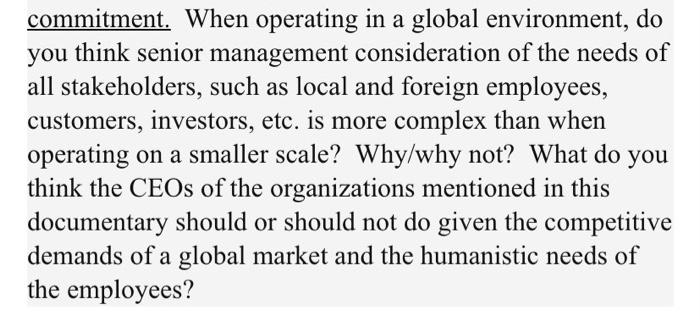 commitment. When operating in a global