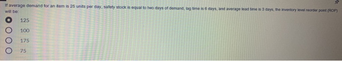If average demand for an item is 25 units per
