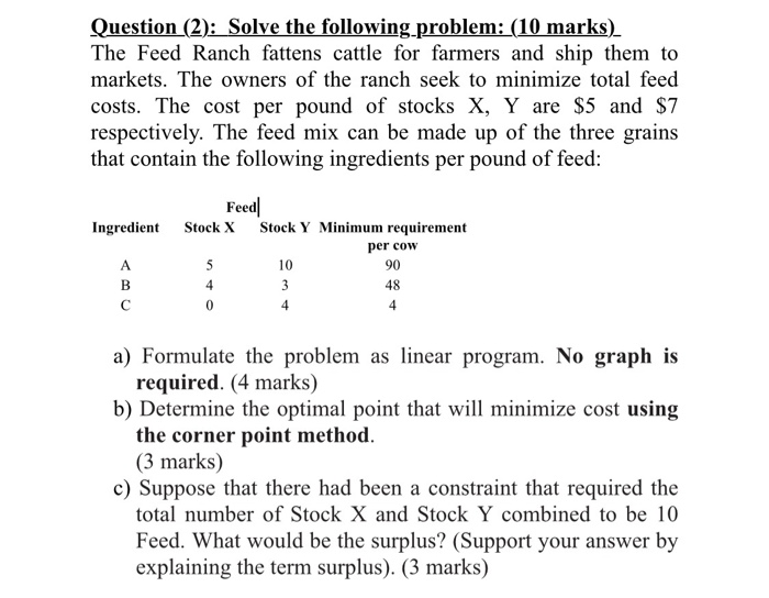 Question (2): Solve the following problem: (10