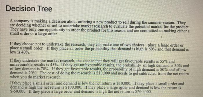 Decision Tree A company is making a decision