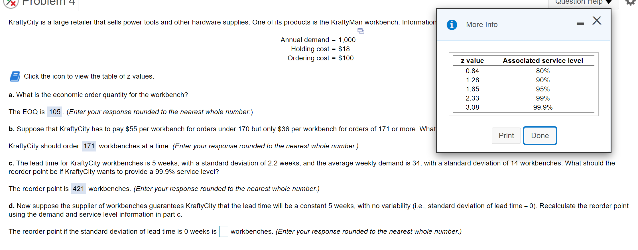 parts d & e please! thank you! piste W Problem 9