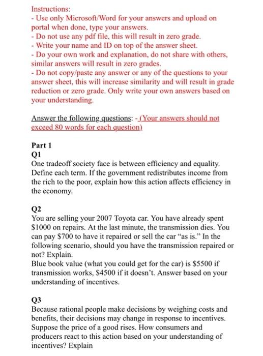 Instructions: - Use only Microsoft/Word for your