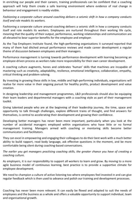 Subject: Strategic Training and Development CASE