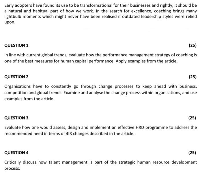 Subject: Strategic Training and Development CASE