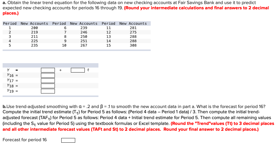 a. Obtain the linear trend equation for the