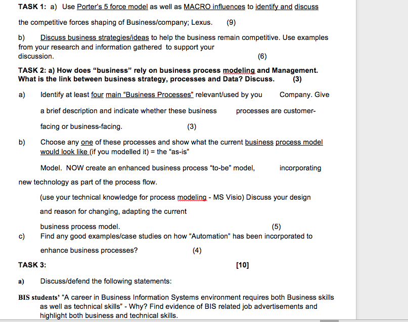 TASK 1: a) Use Porter's 5 force model as well as