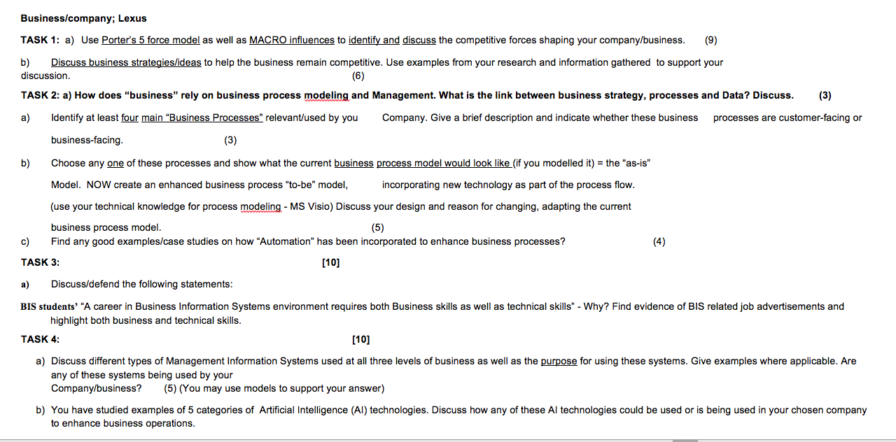 TASK 1: a) Use Porter's 5 force model as well as