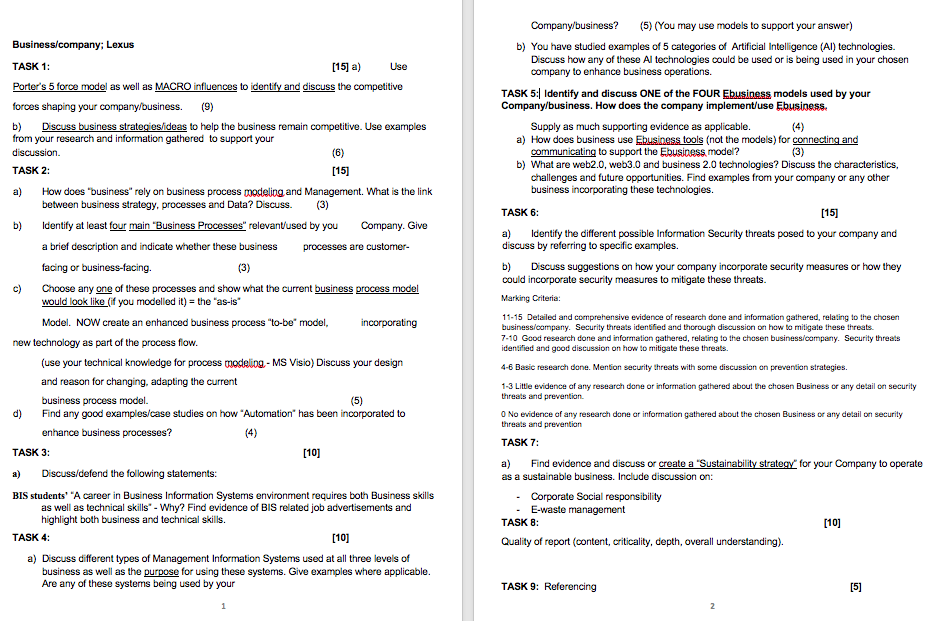TASK 1: a) Use Porter's 5 force model as well as