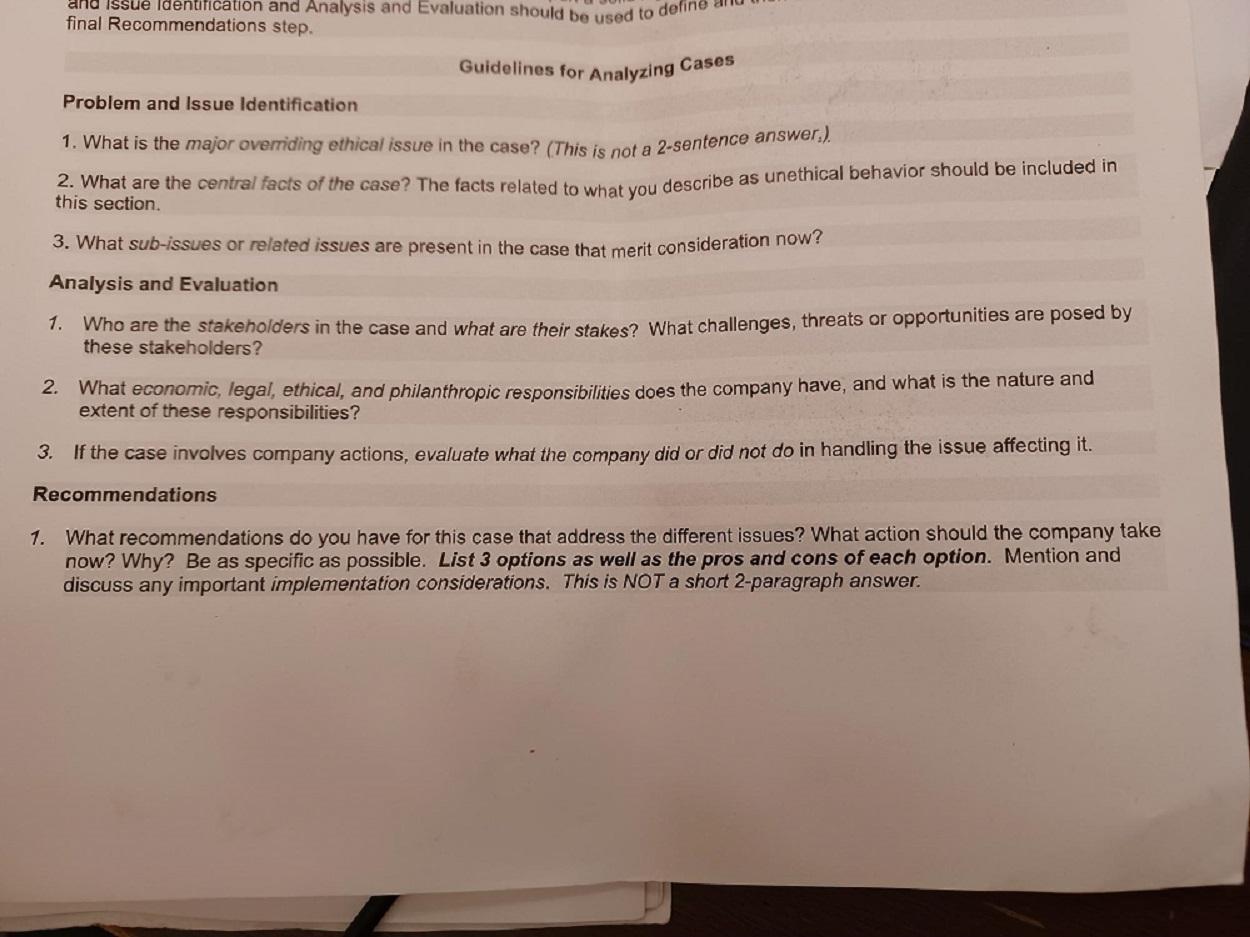 ano Issue Identification and Analysis and