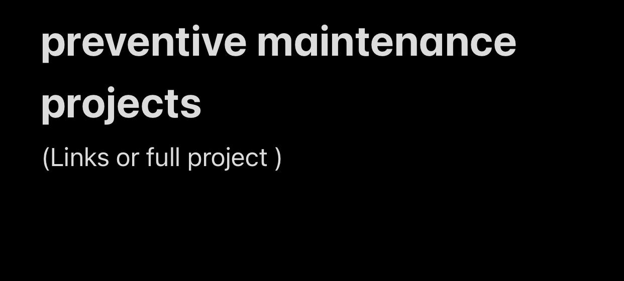 preventive maintenance projects (Links or full
