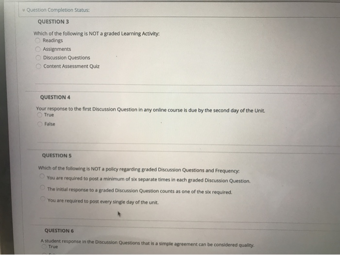 Question Completion Status: QUESTION 1 A student