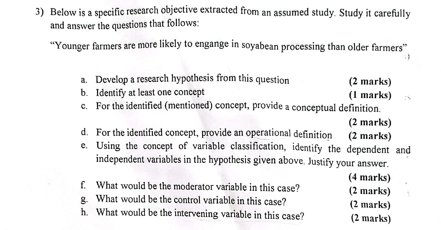 3) Below is a specific research objective