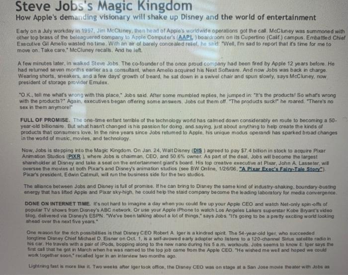 Magic Kingdom Please read the following article
