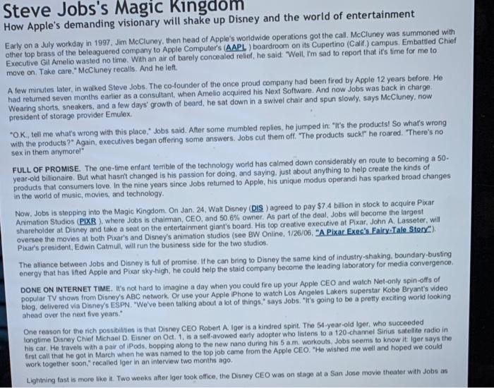 Magic Kingdom Please read the following article
