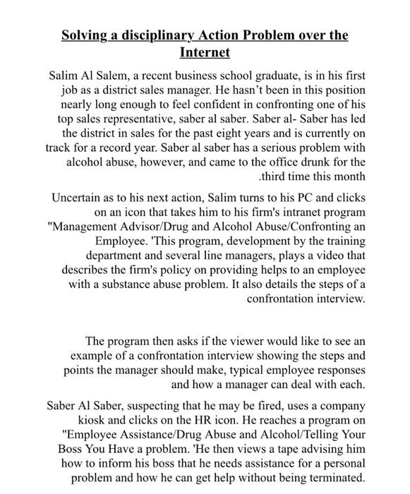 Solving a disciplinary Action Problem over the