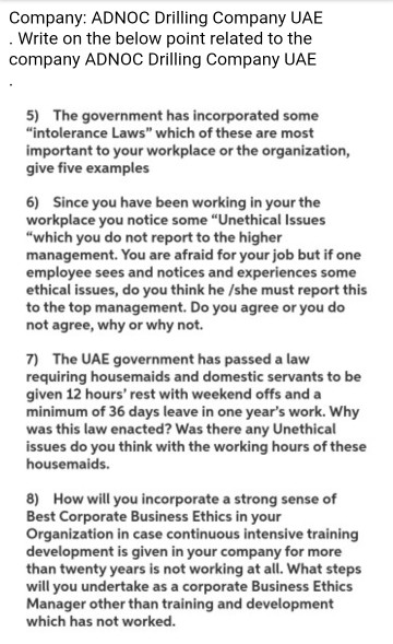 Company: ADNOC Drilling Company UAE . Write on