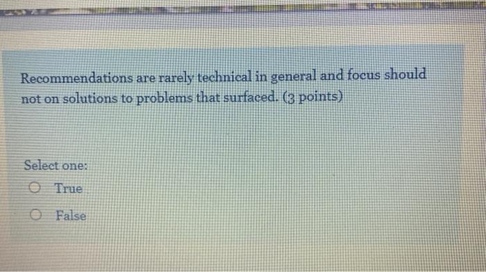 Recommendations are rarely technical in general