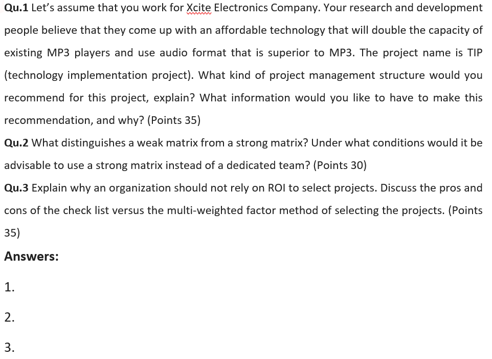 please i need an original answer.. Qu.1 Let's