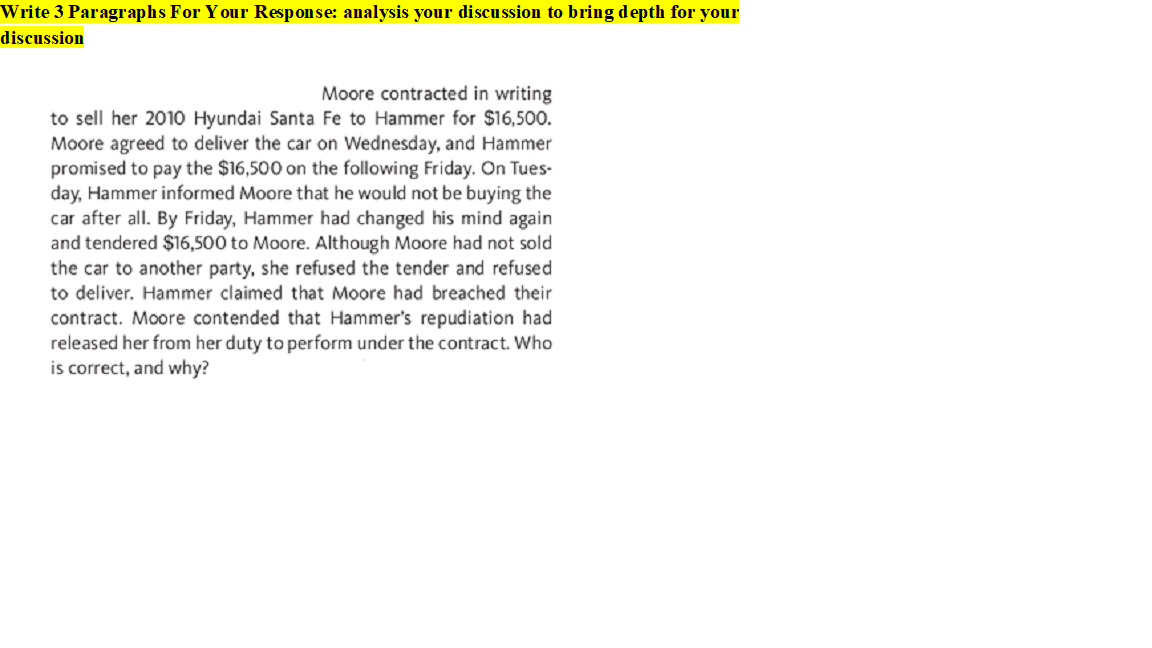 Write 3 Paragraphs For Y our Response: analysis