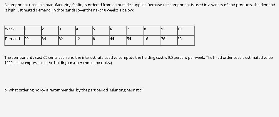 A component used in a manufacturing facility is