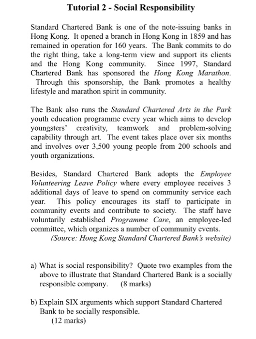 Tutorial 2 - Social Responsibility Standard