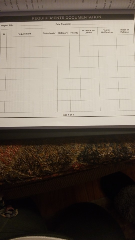 Project Management Create a Requirements