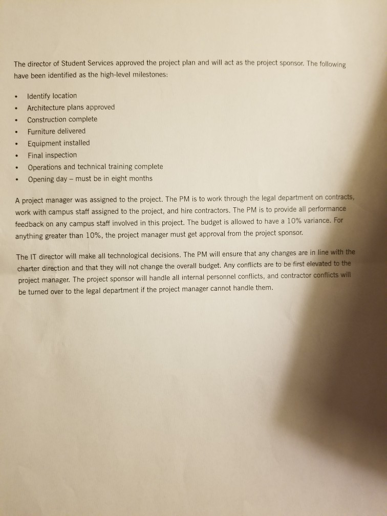 Project Management Create a Requirements