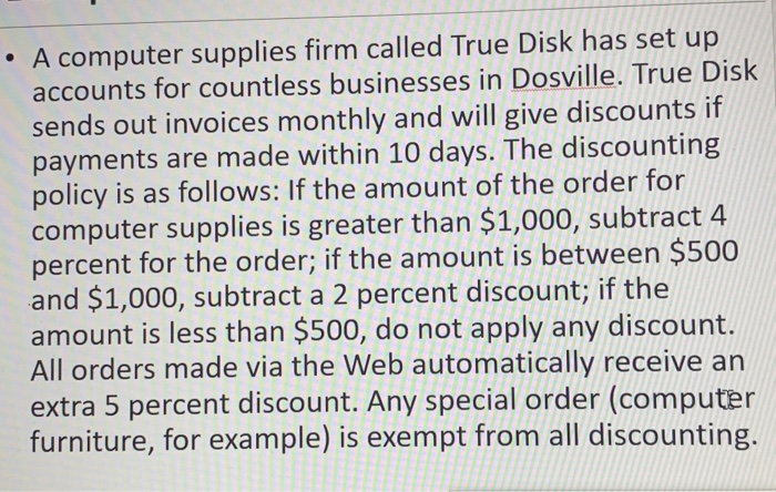 draw a tree A computer supplies firm called True