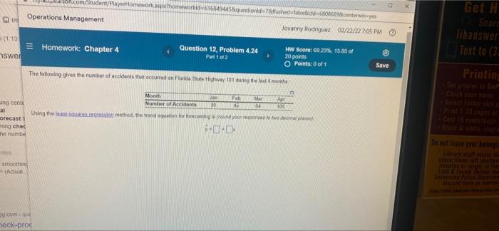 Using the least square regresion method the trend