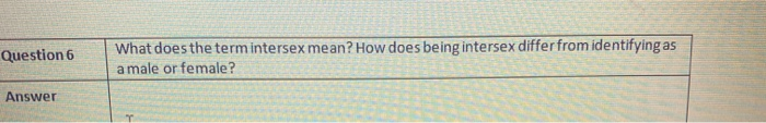 Question 6 What does the term intersex mean? How