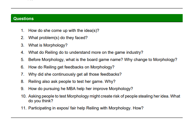 1. How do she come up with the idea(s)? 2. What