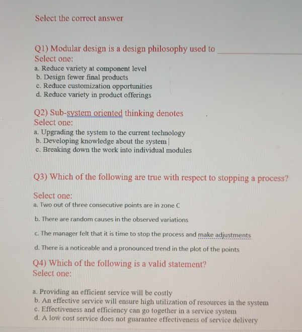 Solve please all questions Select the correct