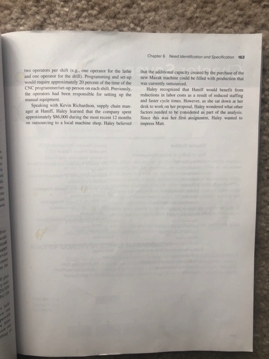 Case 6-3: Haniff Machining Discussion Questrions: