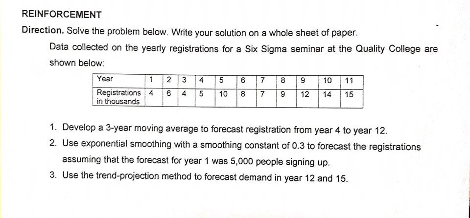 REINFORCEMENT Direction. Solve the problem below.