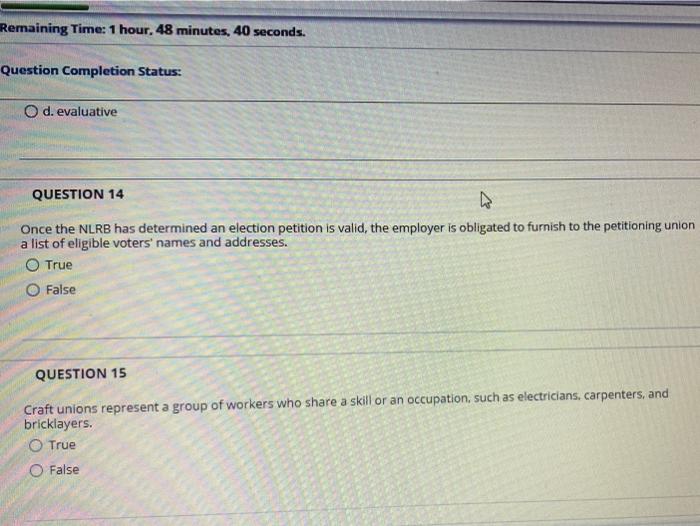 Remaining Time: 1 hour. 48 minutes, 40 seconds.