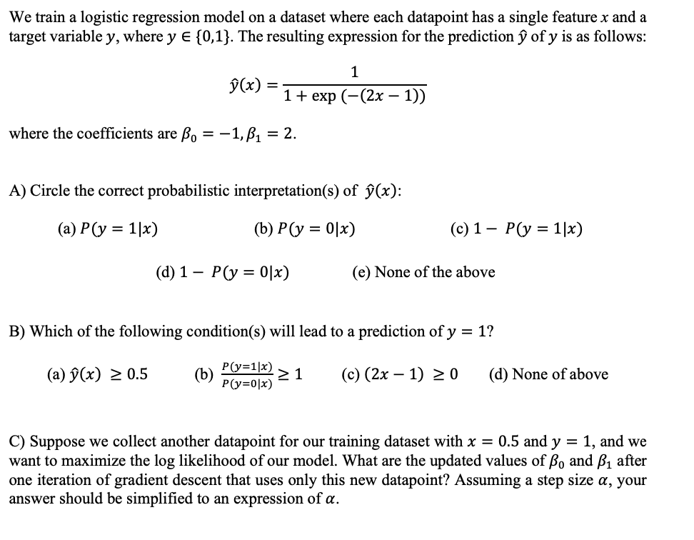 We train a logistic regression model on a dataset