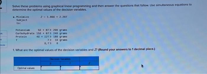 Solve these problems using graphical linear